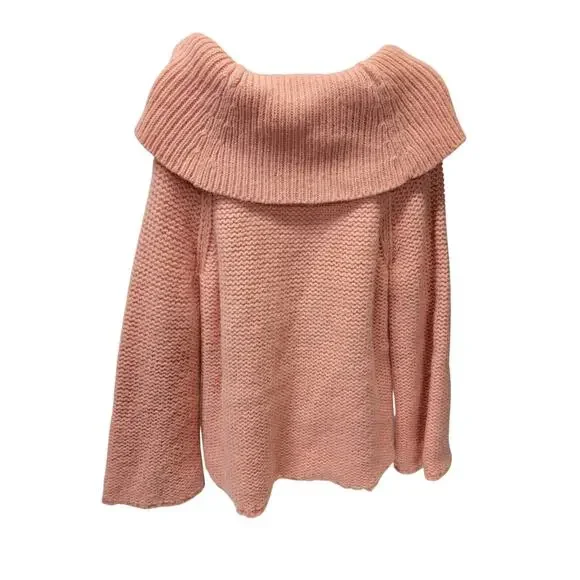 Michael Kors Womans XL Sweater Peach Alpaca Blend Cowl Neck Cable Knit Detail - Picture 3 of 3